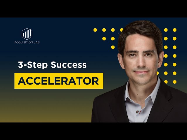 Photograph of Walker Deibel, a dynamic entrepreneur, standing confidently with the words '3-step success accelerator' displayed prominently beside him. Deibel exudes a sense of determination and expertise, suggesting a pathway to success through his three-step methodology. Reaching new heights in business and life.